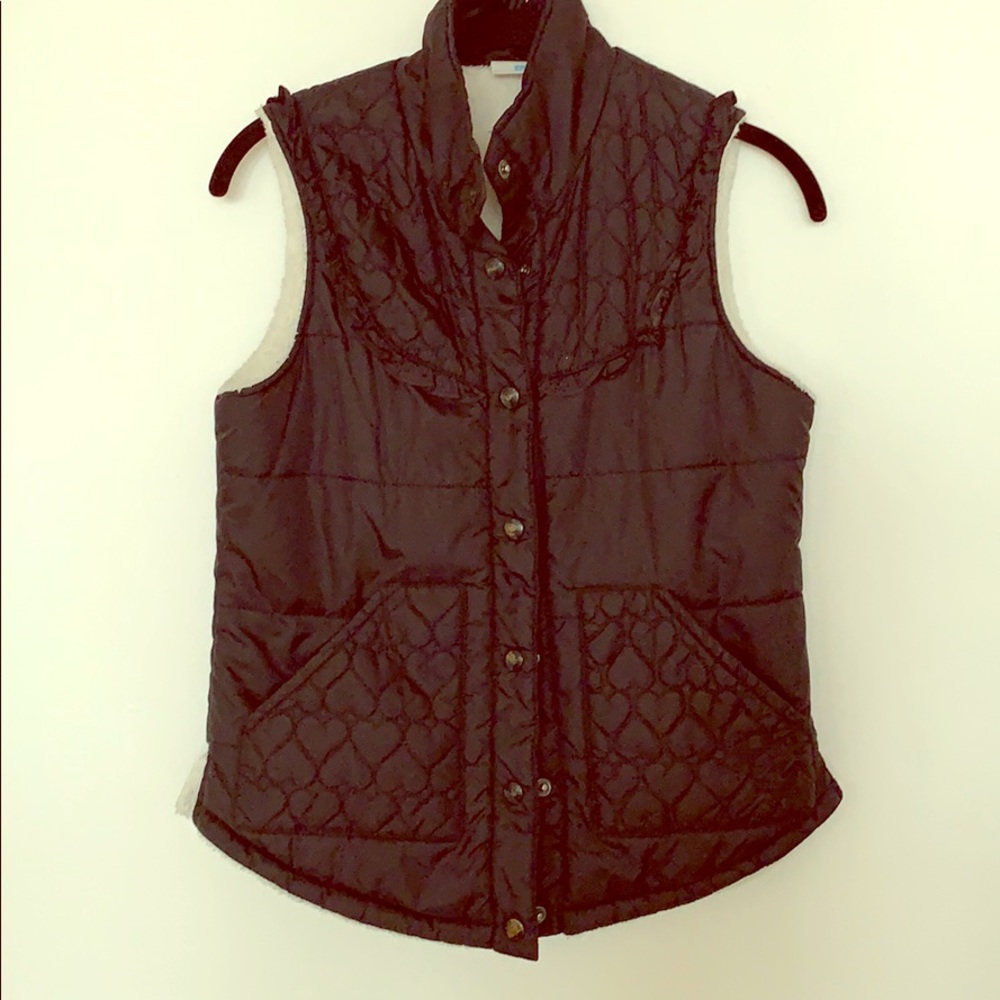 Roxy brand puffer vest. Black, fleece lined. Sz S